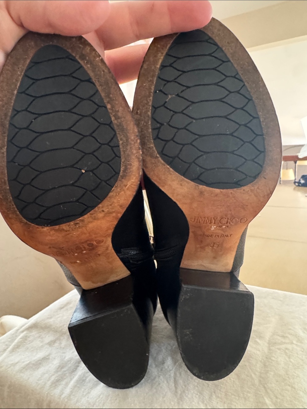 Jimmy Choo Black Leather Ankle Boots - Classic Women's Chelsea Heel - Picture 5 of 7